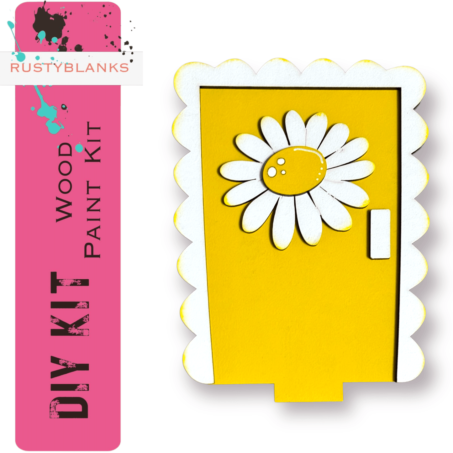 a card with a daisy on it and a pink ribbon