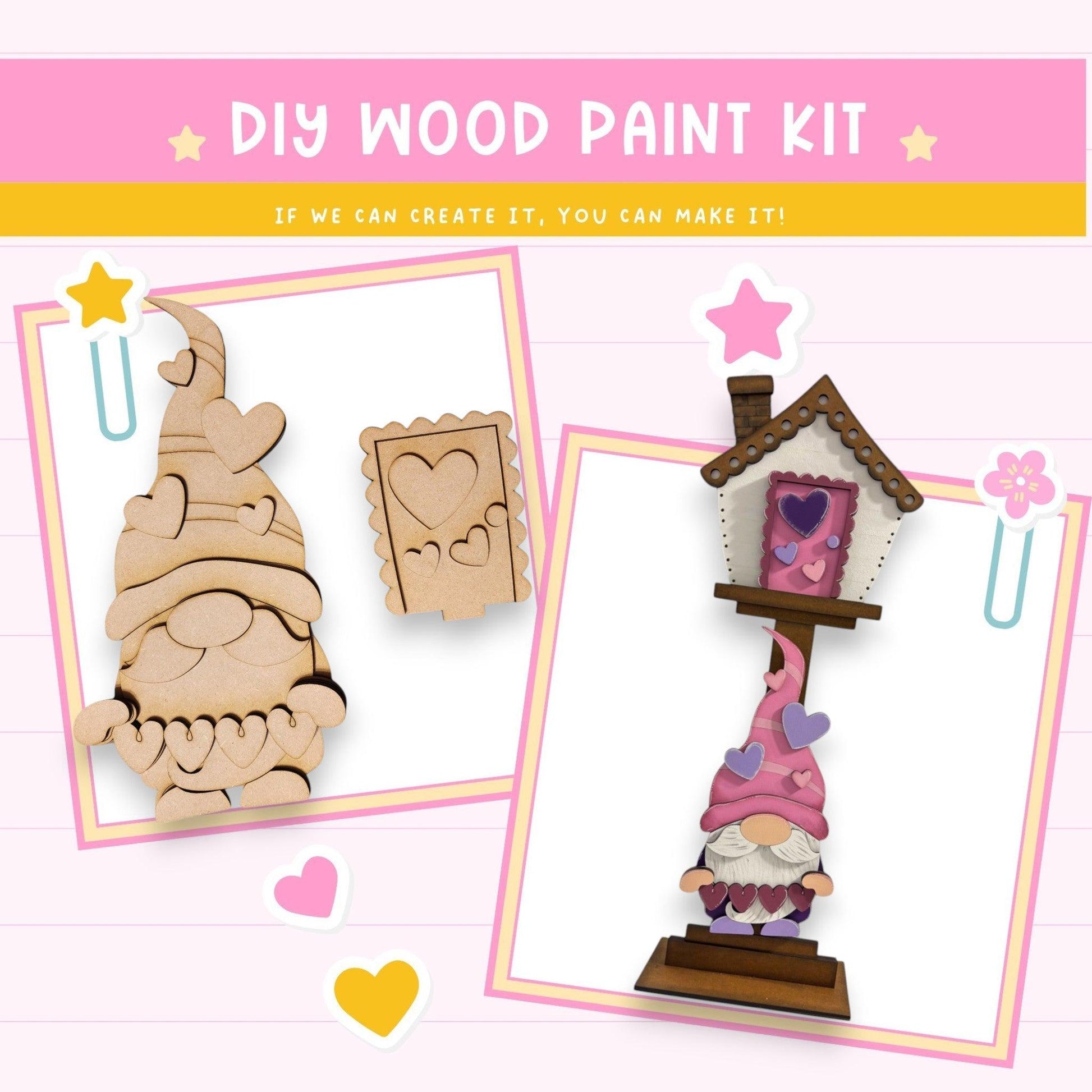 a wooden craft kit featuring a birdhouse, a birdhouse and a birdhouse