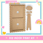 a cardboard cutout of a wooden door and a rainbow