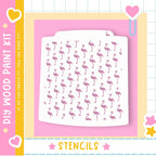 a pink background with a repeating pattern of pink flamingos on a white background.