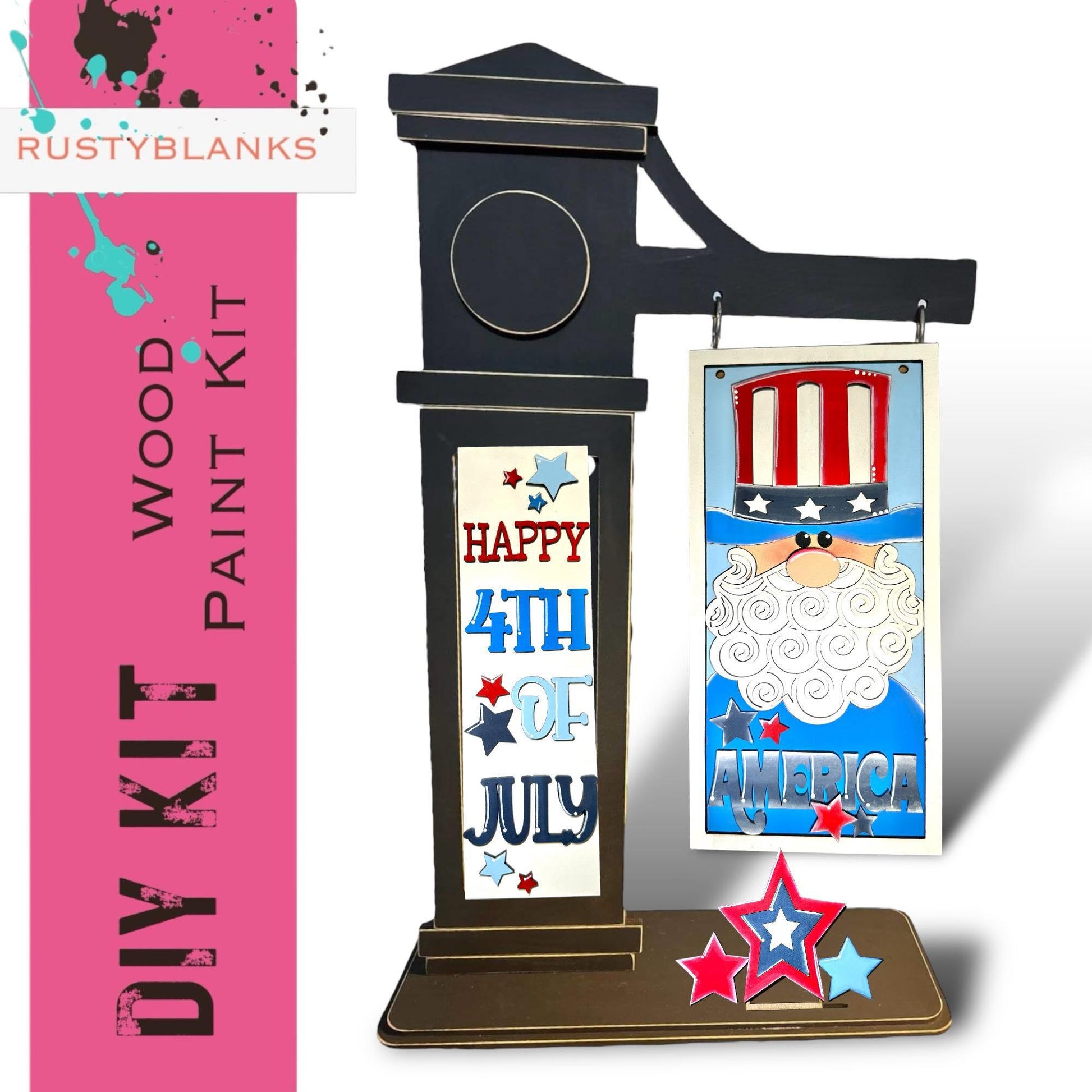 4th of July Patriotic Insert for Mini Interchangeable Post - RusticFarmhouseDecor