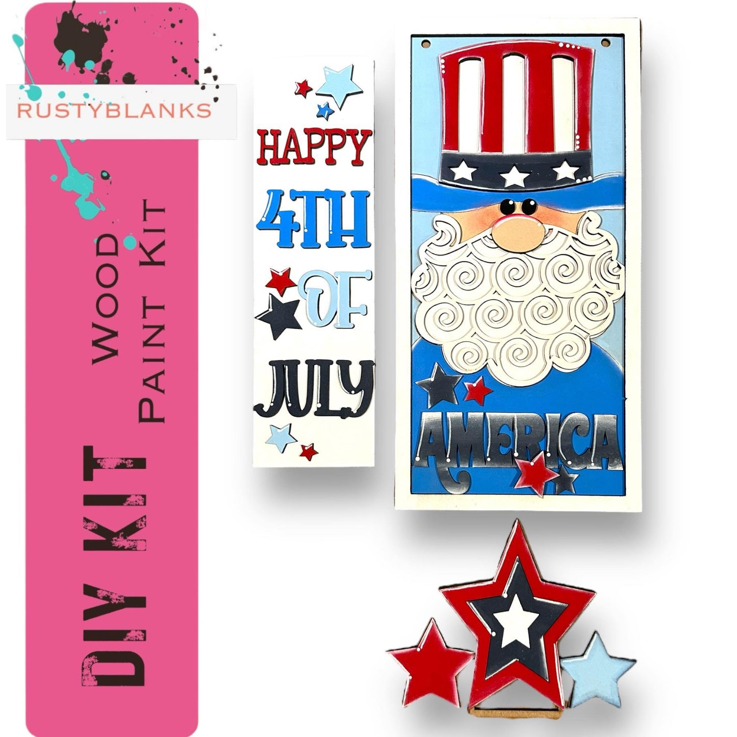 4th of July Patriotic Insert for Mini Interchangeable Post - RusticFarmhouseDecor