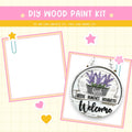 a picture of a potted plant and a welcome sign