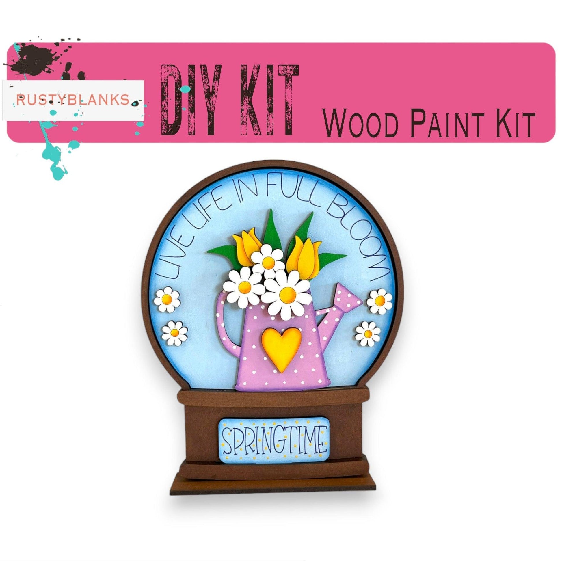 a picture of a wooden paint kit with a vase of flowers