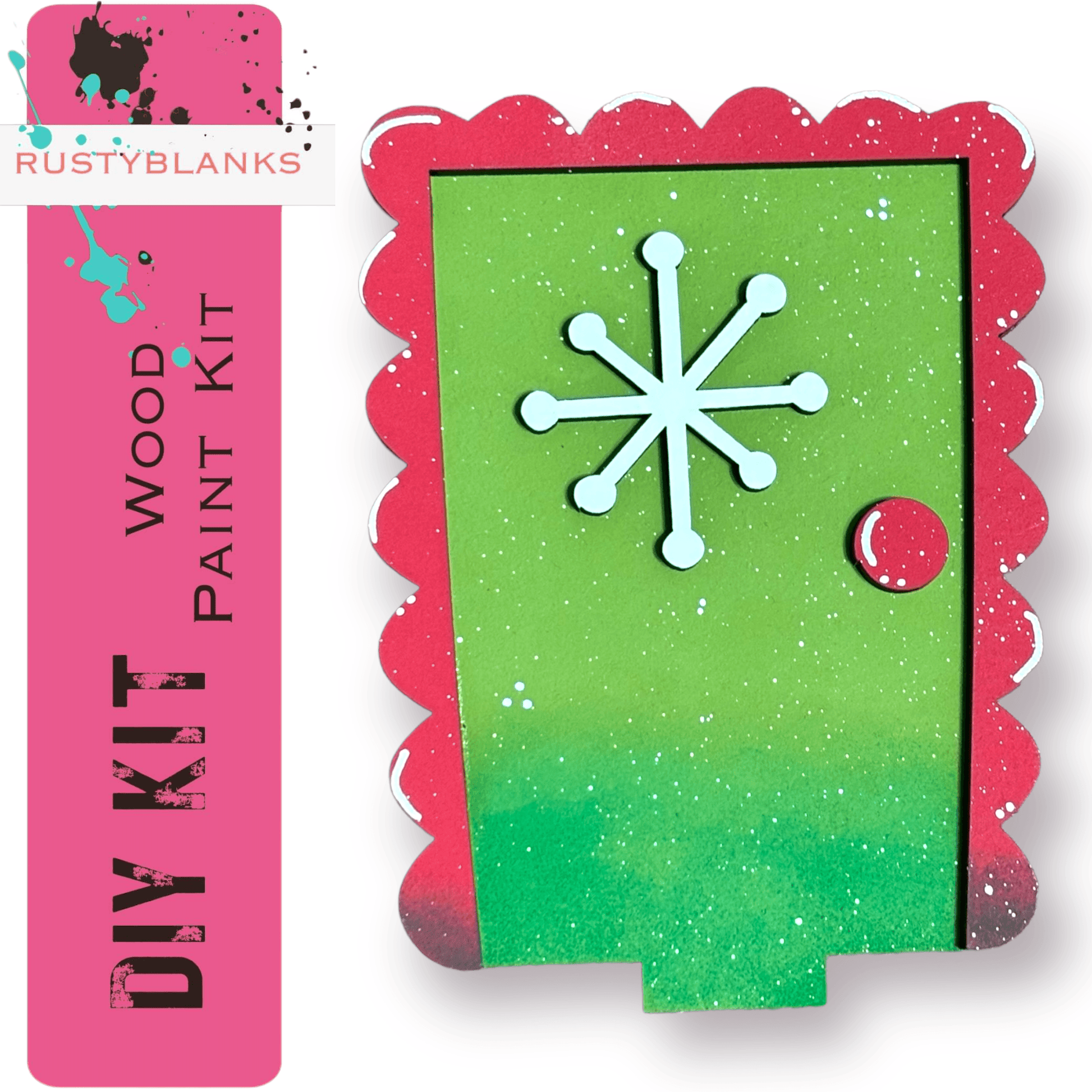 a picture of a green door with a snowflake on it