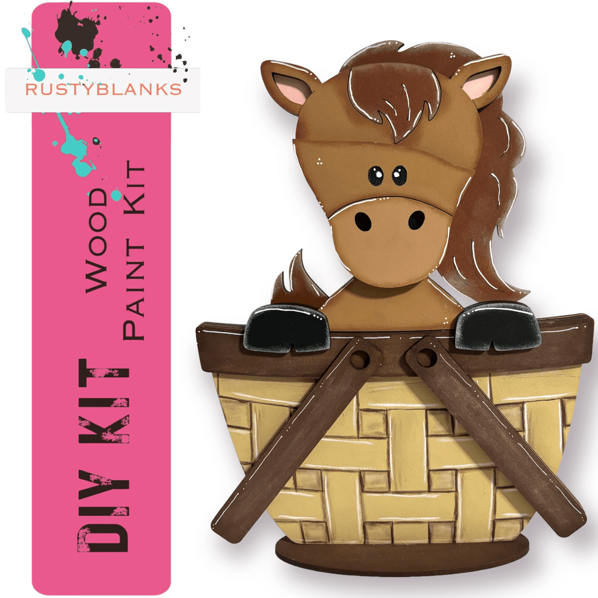 a picture of a horse in a basket