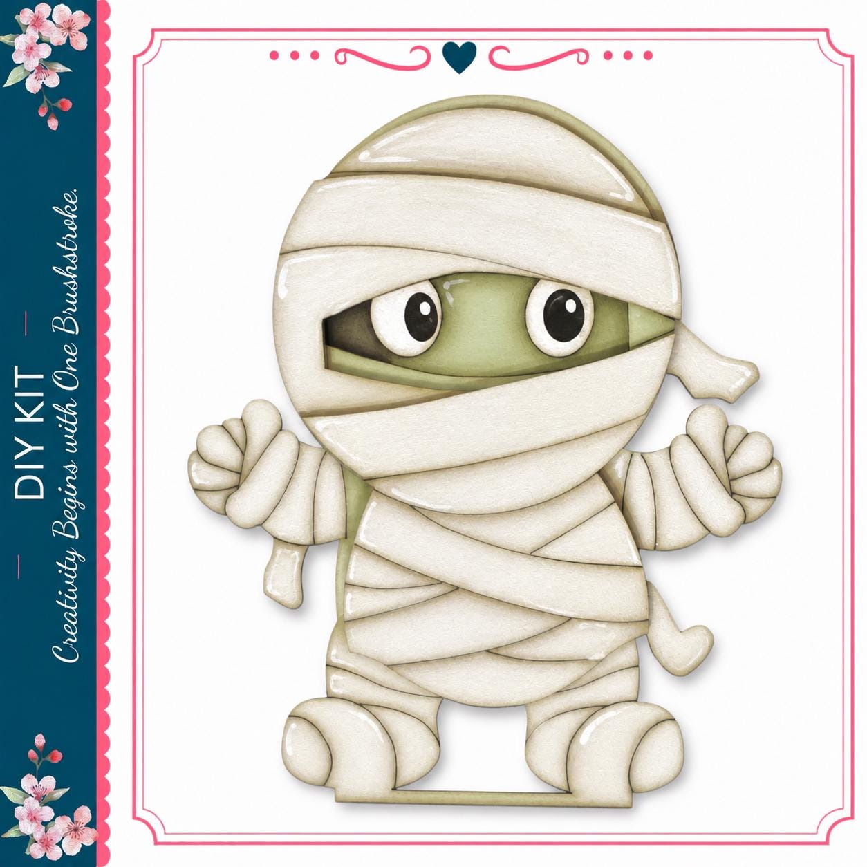 A cartoon image of a wrapped-up figure with large eyes and a mischievous expression, set against a white background.