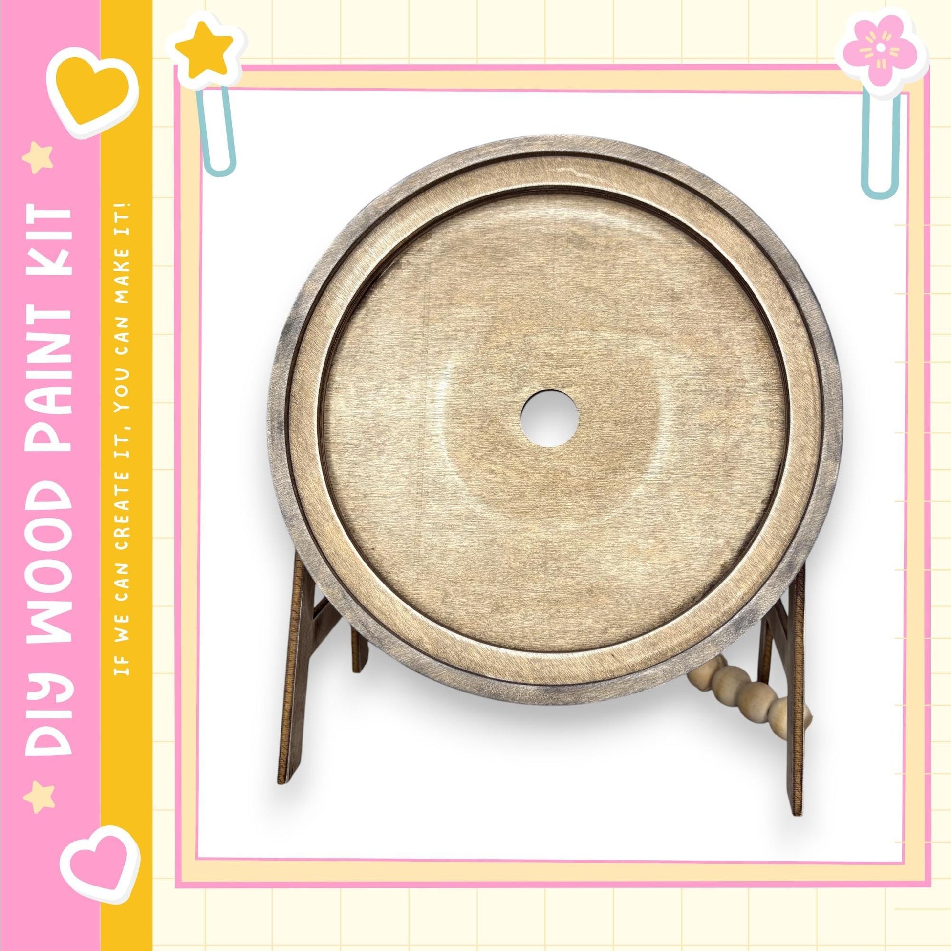 a wooden paint kit, which appears to be a DIY kit for creating a wooden object.