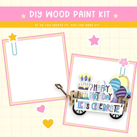 a picture of a birthday card with a cart