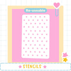 a pink background with a white star pattern and the word "Re-useable" written above it.