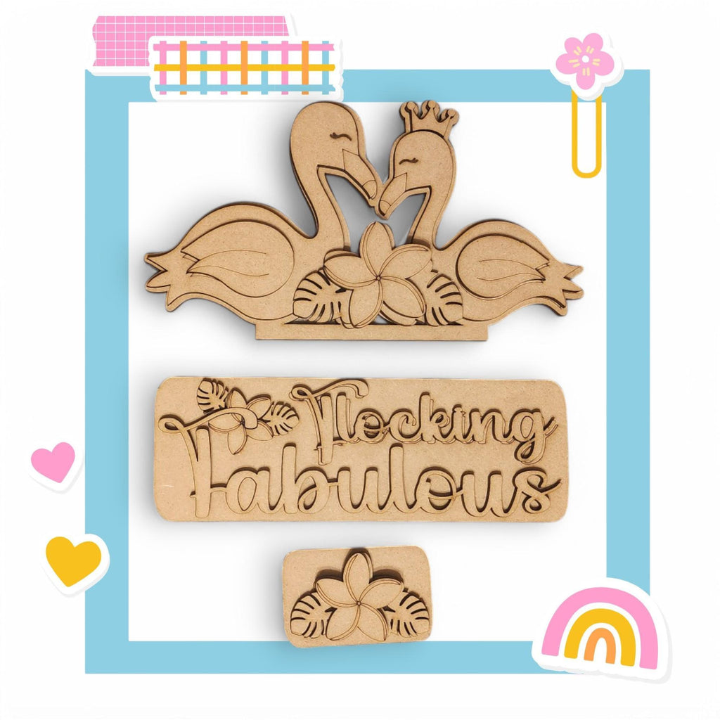 a wooden brochure with two ducks and a rainbow