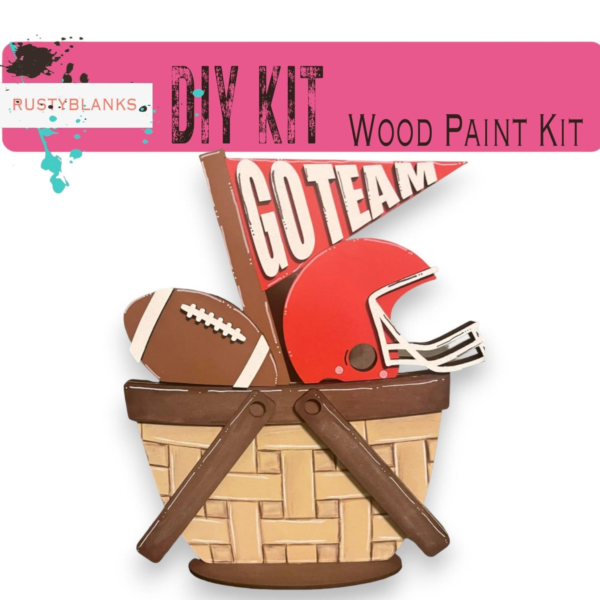 a wooden paint kit with a football helmet and helmet