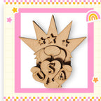 a picture of a wooden brooch with a star