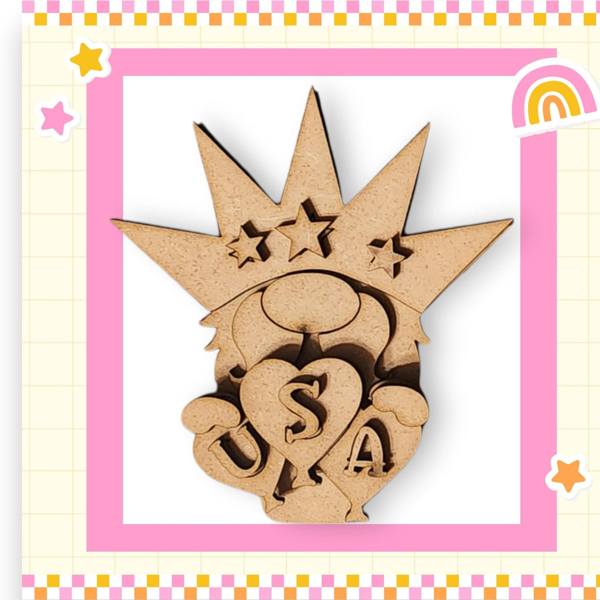 a picture of a wooden brooch with a star