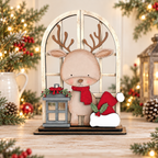DIY Interchangeable Arched Window Reindeer Shelf Sitter Insert – Seasonal & Holiday Designs