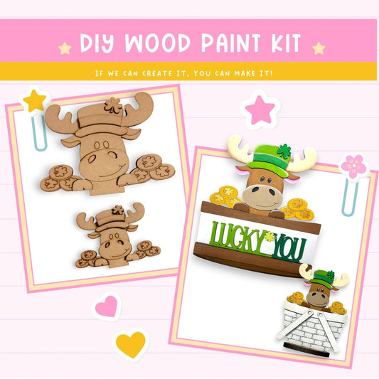 a wooden cutout of a moose and a bear