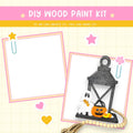 a card with a picture of a dog and a lantern