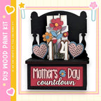 The image is a colorful and decorative Mother's Day countdown display, featuring various elements such as flowers, hearts, and numbers.