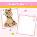 a wooden cutout of a dog on a pink background