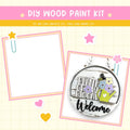 a picture of a wooden paint kit with a picture of a flower pot