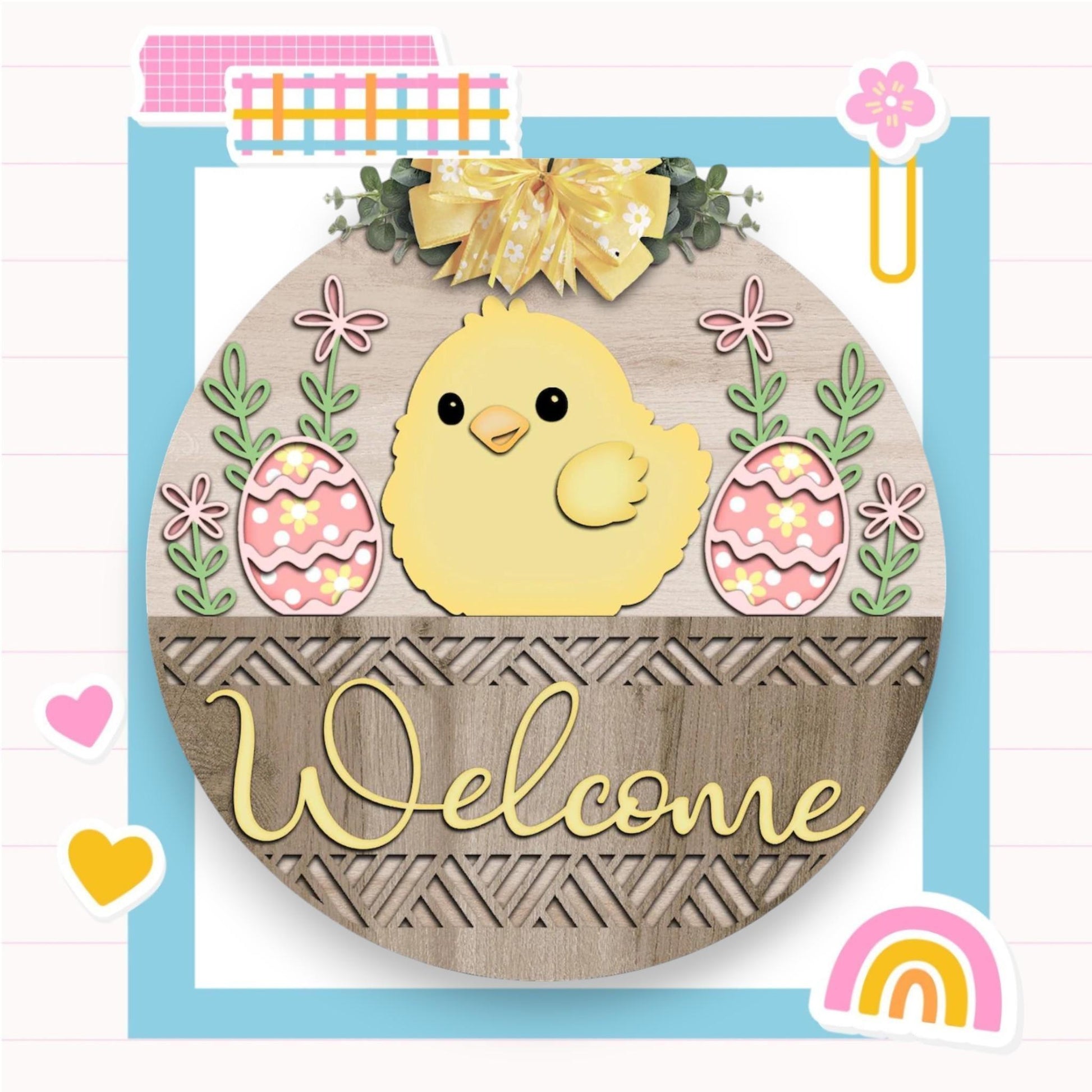 a welcome sign with a chick on it