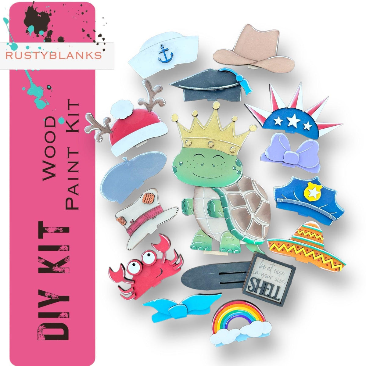a bunch of pins with hats on them