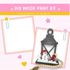 a card with a picture of a snowman and a lantern