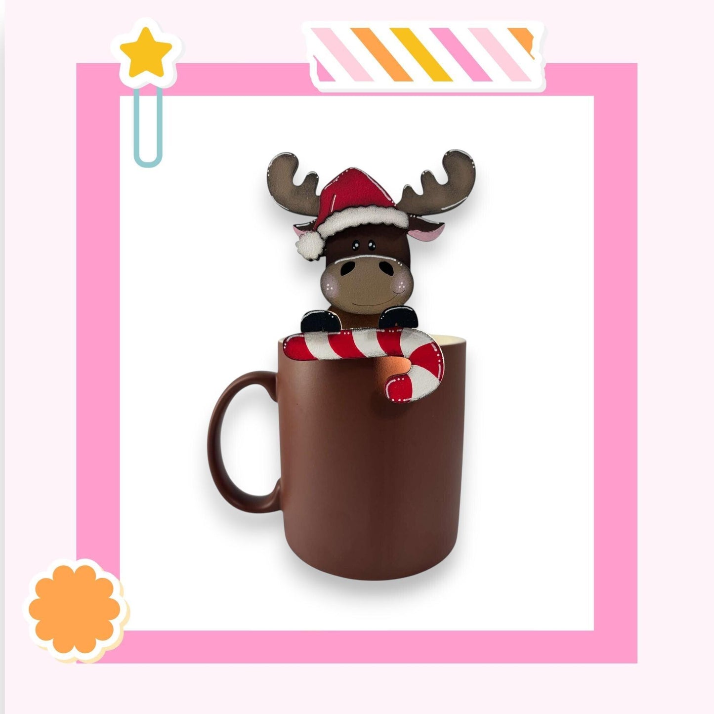 a picture of a reindeer in a mug