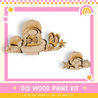 a wooden kit with a baby in a stroller