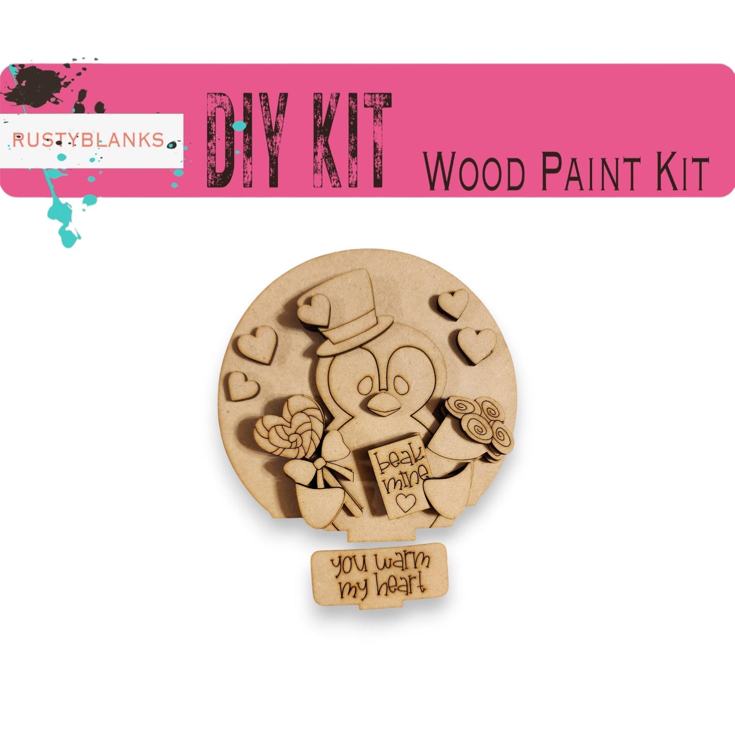 a wooden craft kit with a picture of a cartoon character