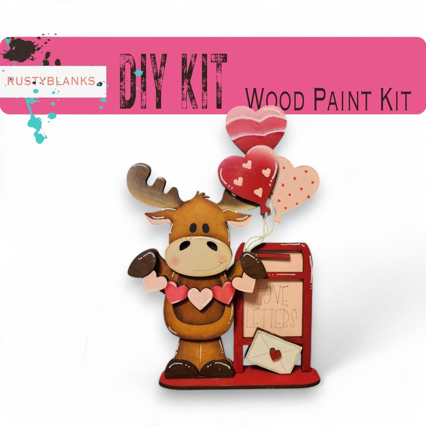 a picture of a wooden craft kit with a deer