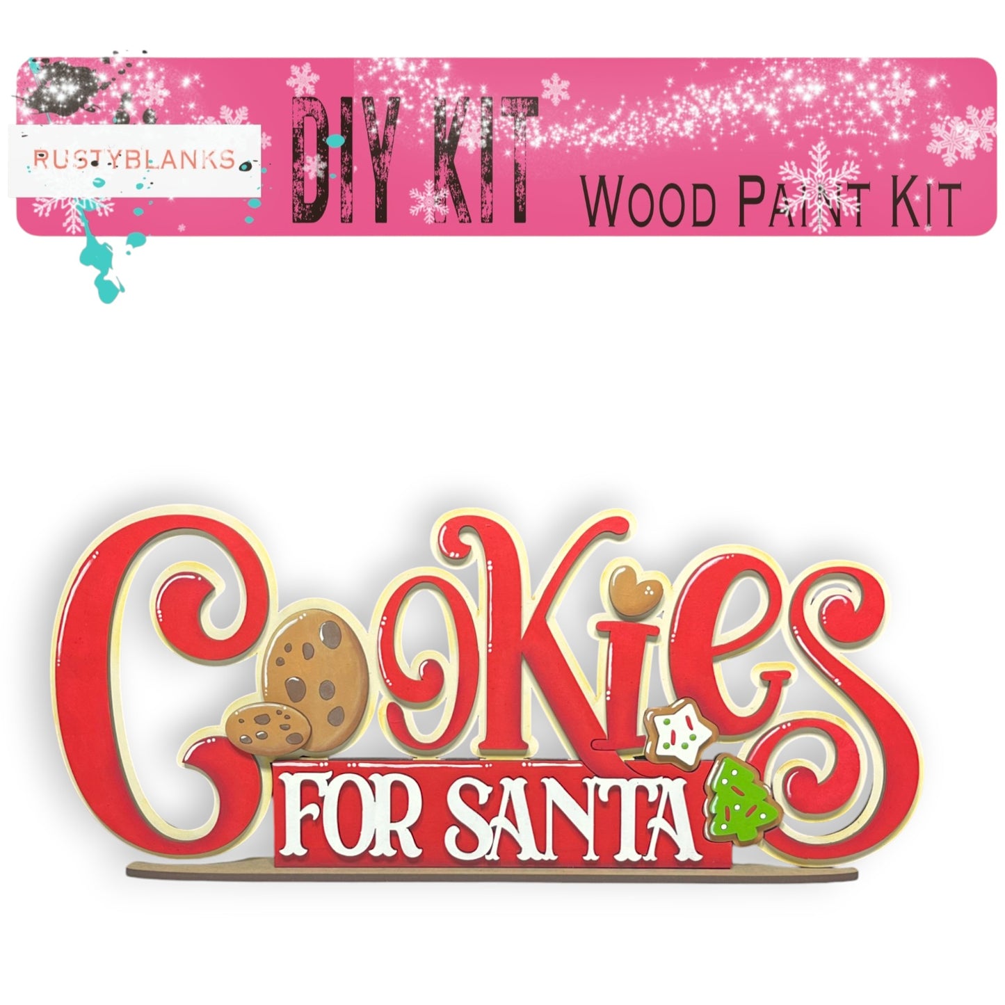 a cookie's for santa sign on a white background