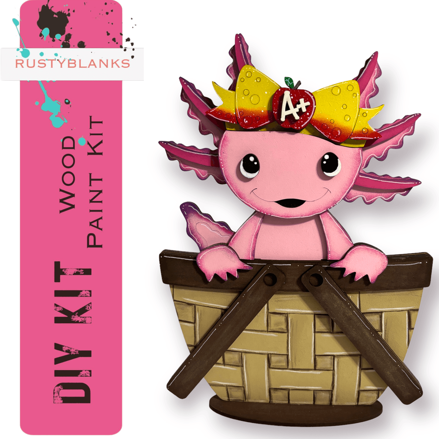 a paper cutout of a pink dragon in a basket