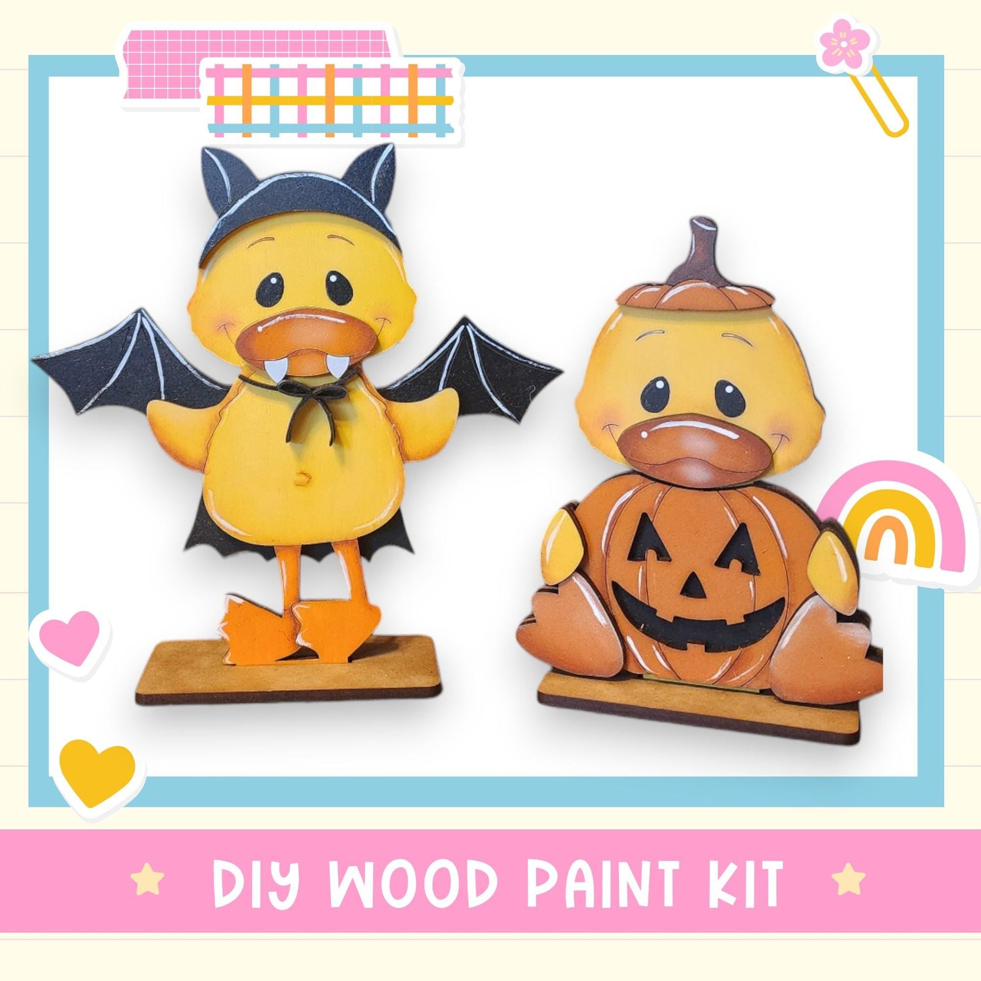 a wooden carving of a bird and a pumpkin