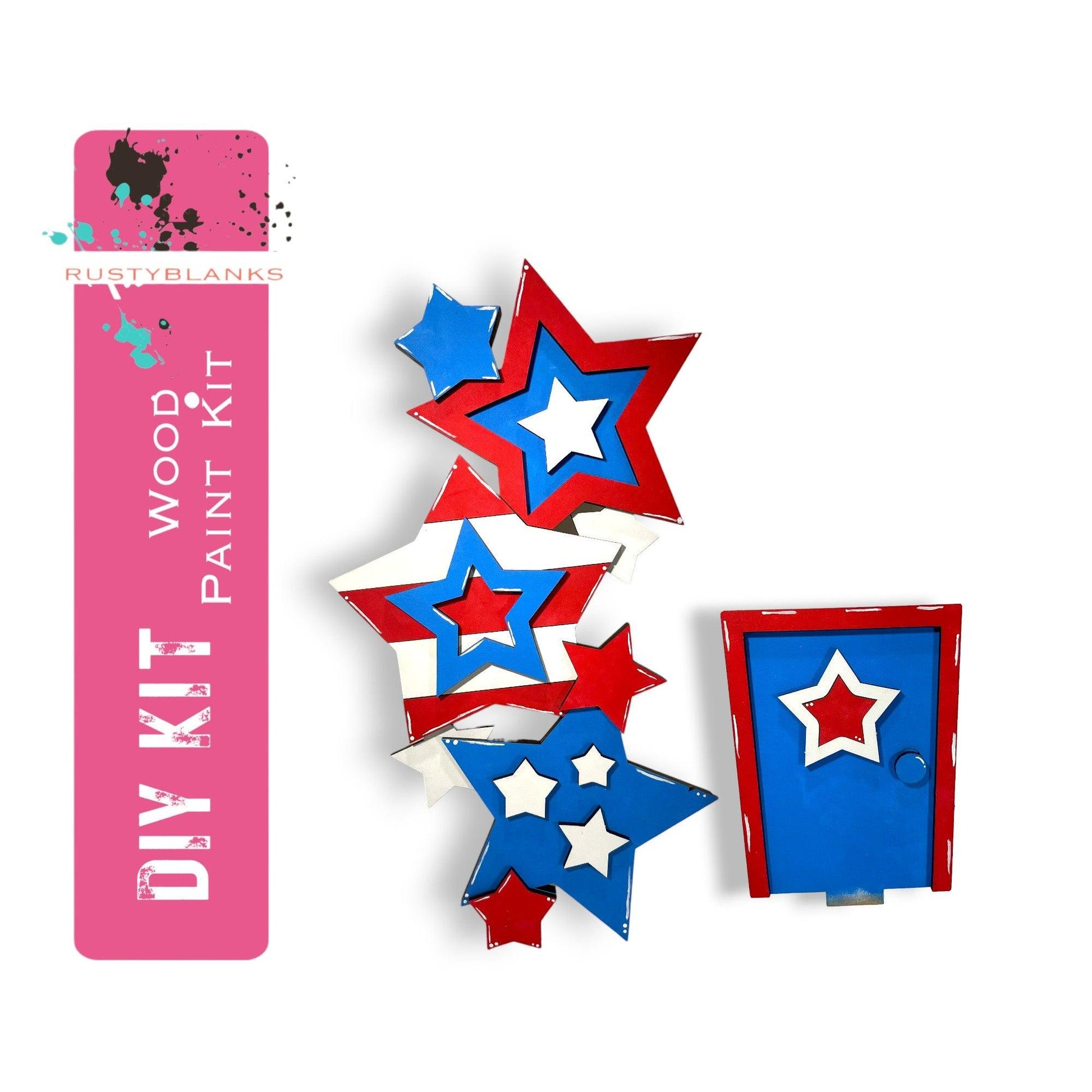 a group of red, white and blue stars on a white background