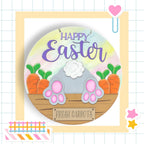 a picture of a happy easter card with carrots