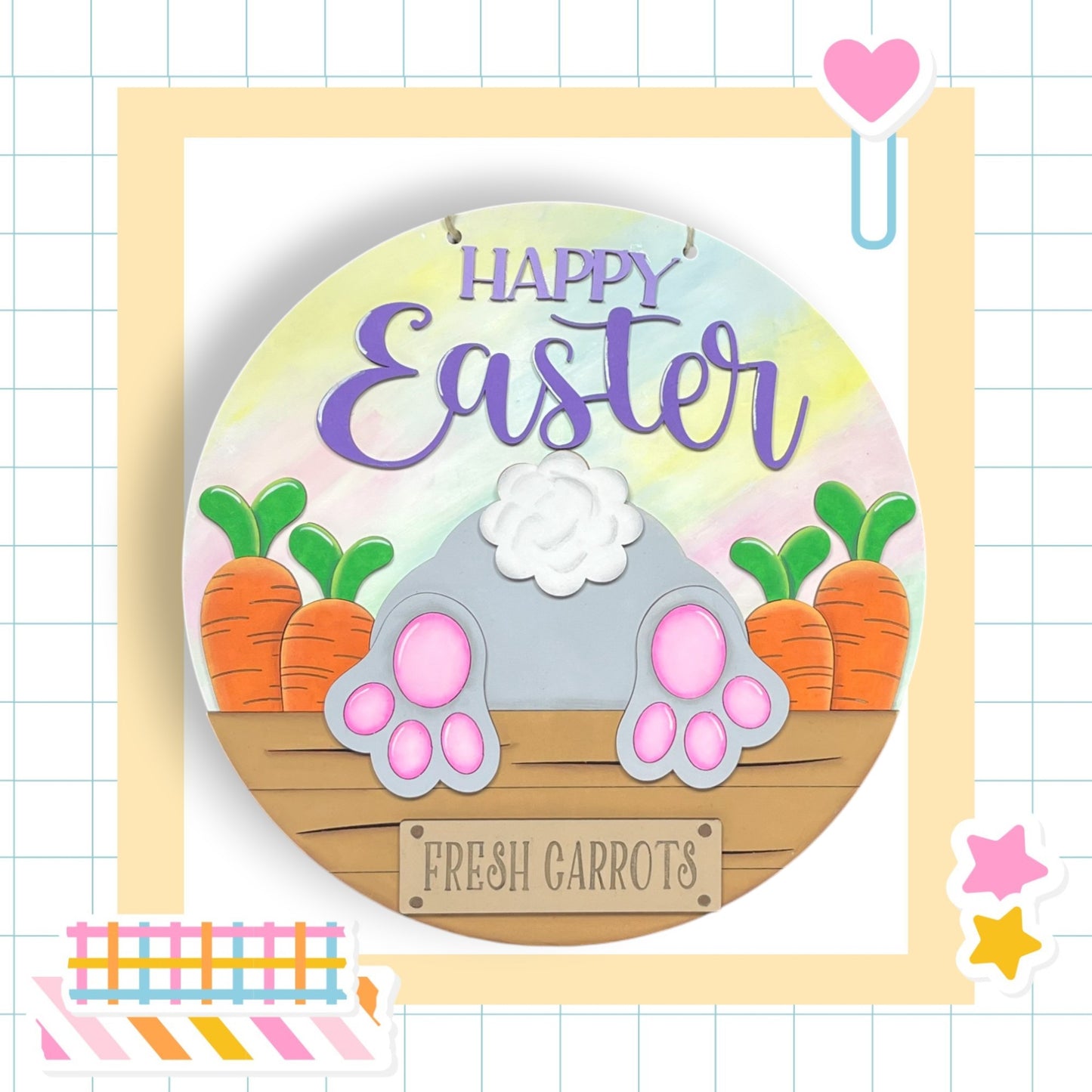 a picture of a happy easter card with carrots