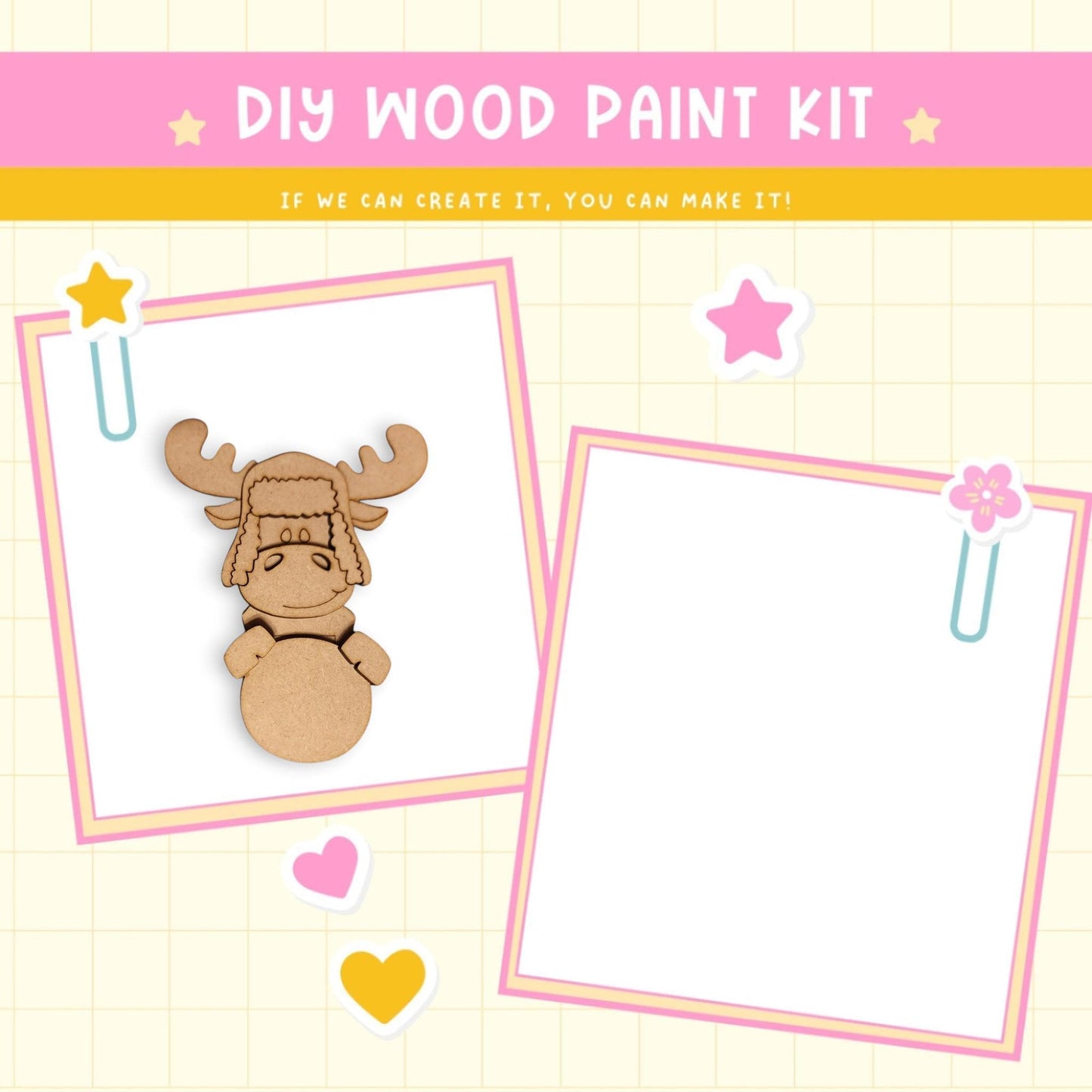 a wooden craft kit with a picture of a moose