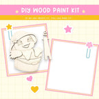 a picture of a girl with a hat and a paper craft kit