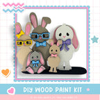 a group of paper cut outs of rabbits and rabbits