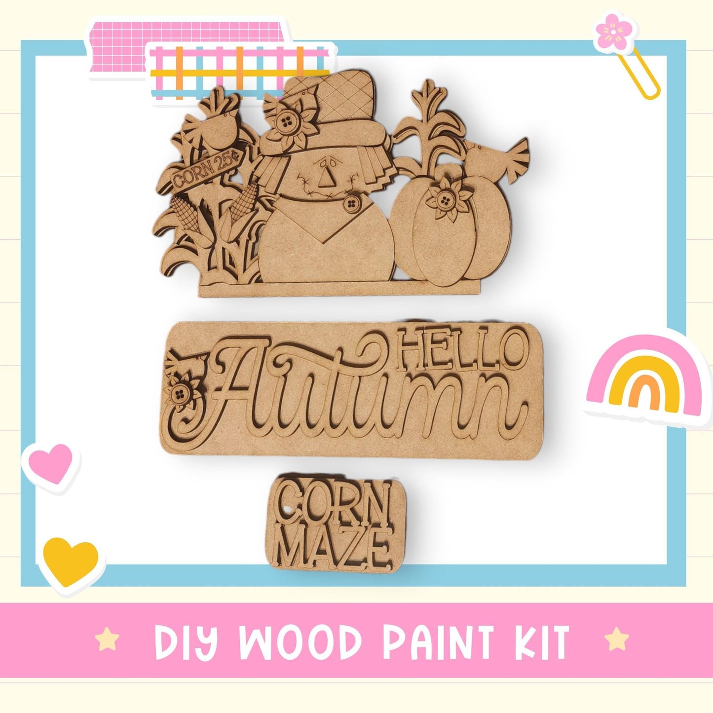 a wooden craft kit with a picture of a cat and a dog