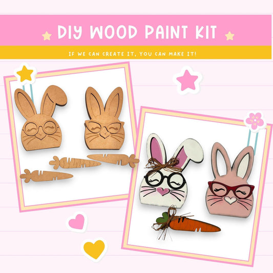 a picture of a bunny and a bunny with glasses and a carrot