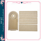 a DIY kit for creating a wooden door, with a wooden door frame and a wooden door panel.