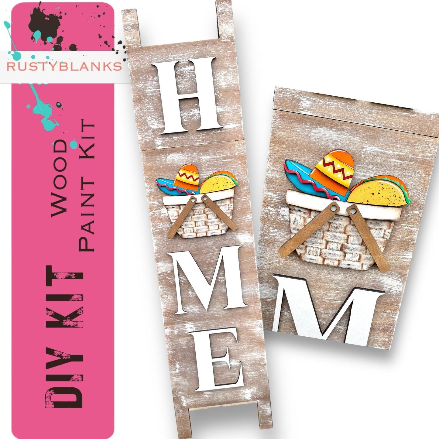 a pair of wooden signs with a mexican theme