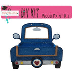 a blue truck with a heart painted on it