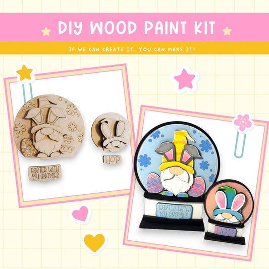 a picture of a wooden craft kit with a picture of a rabbit