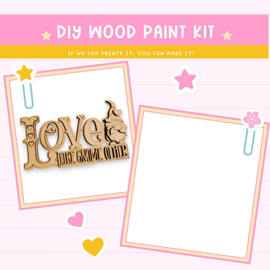 a wooden cutout of the word love and a picture of a cat