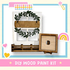 a diy wood paint kit with a wreath