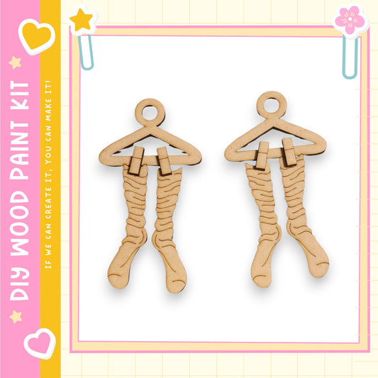 two wooden hangers with a pink and yellow border, set against a white background.
