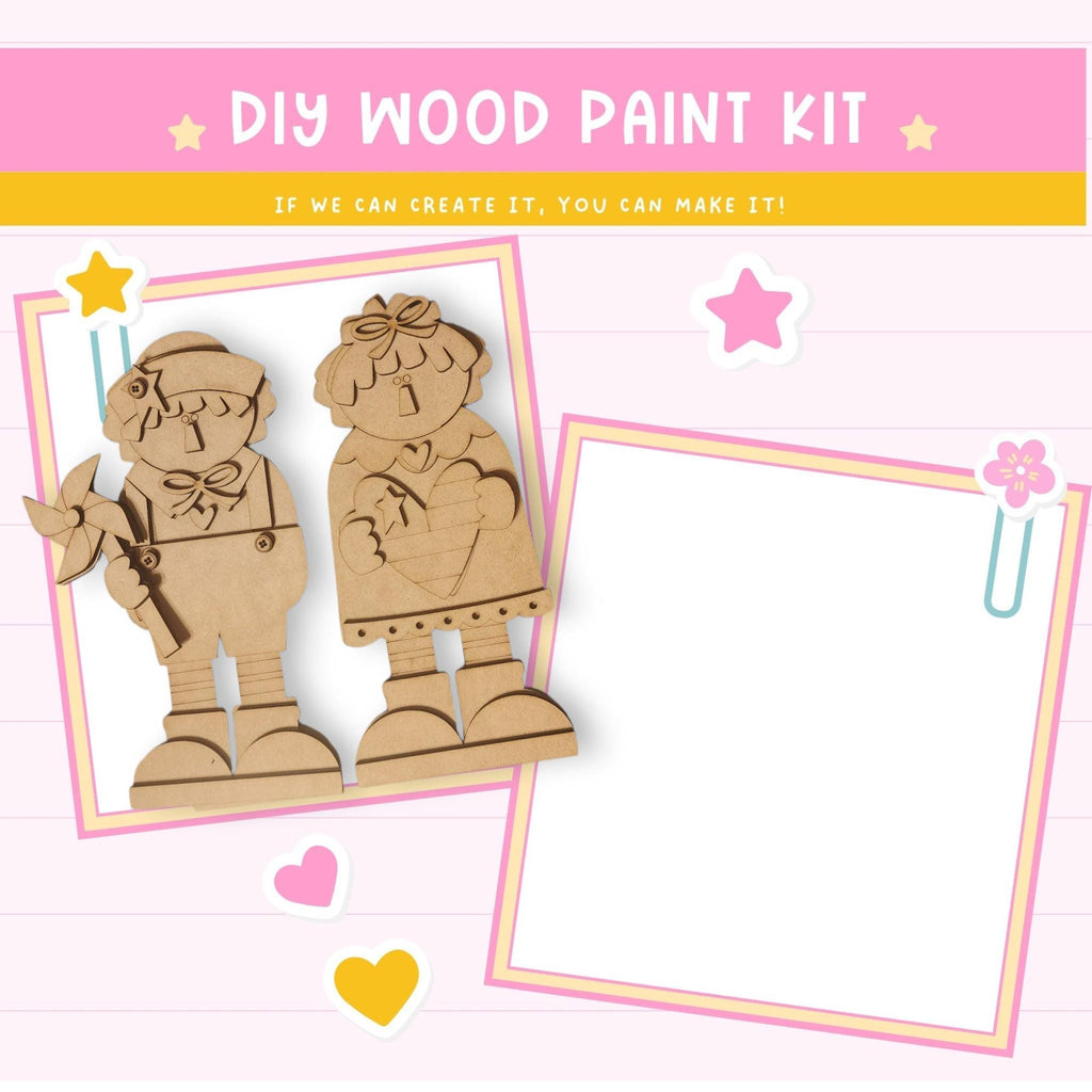 a wooden cutout of two people holding hands